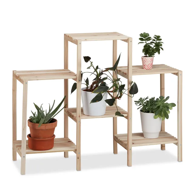 relaxdays-pflanzenregal-holz-natur-blumenregal-70-x-89-x-27-cm-massiv image 1