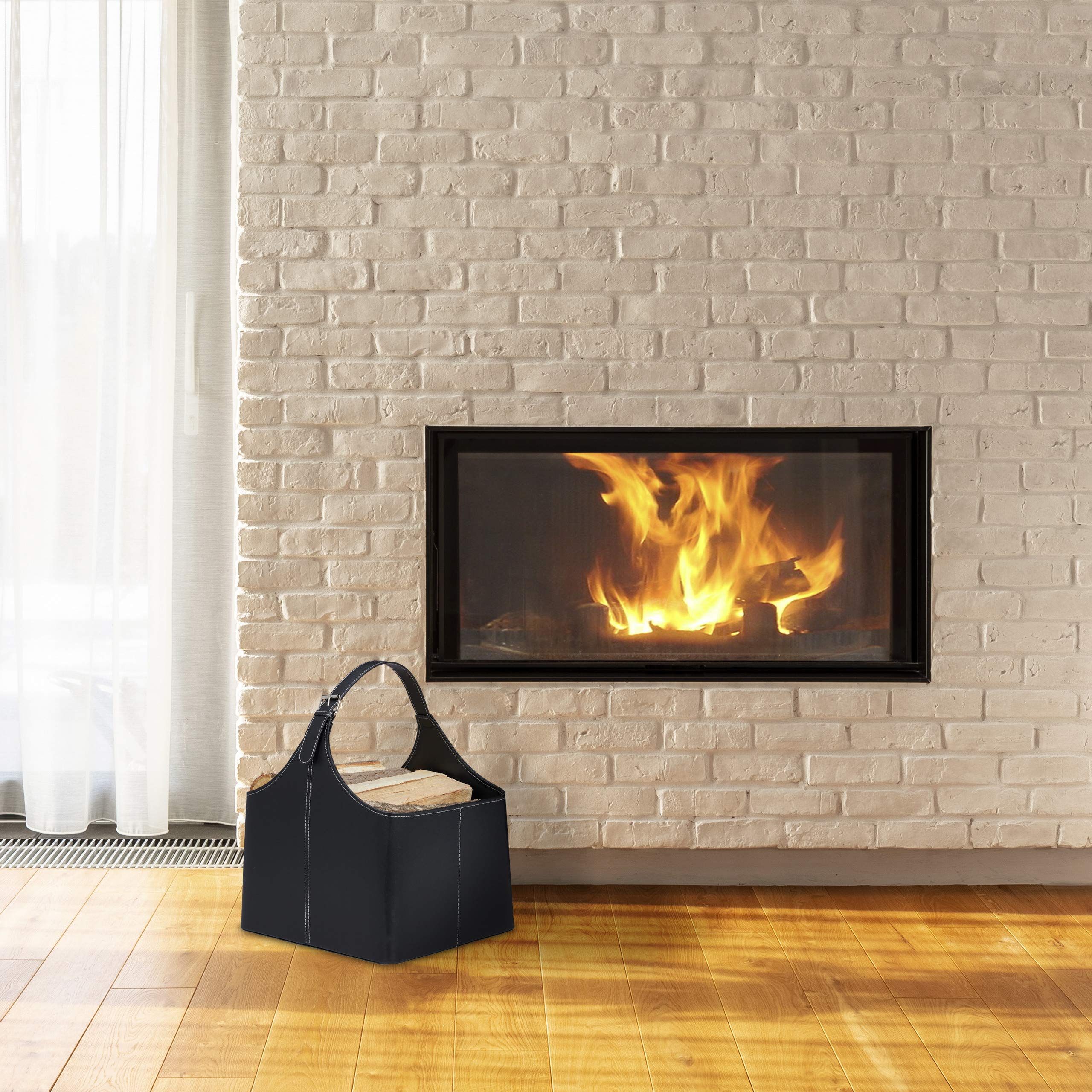 relaxdays-holzkorb-f-r-kaminholz-aus-kunstleder-schwarz-mit-henkel image 2