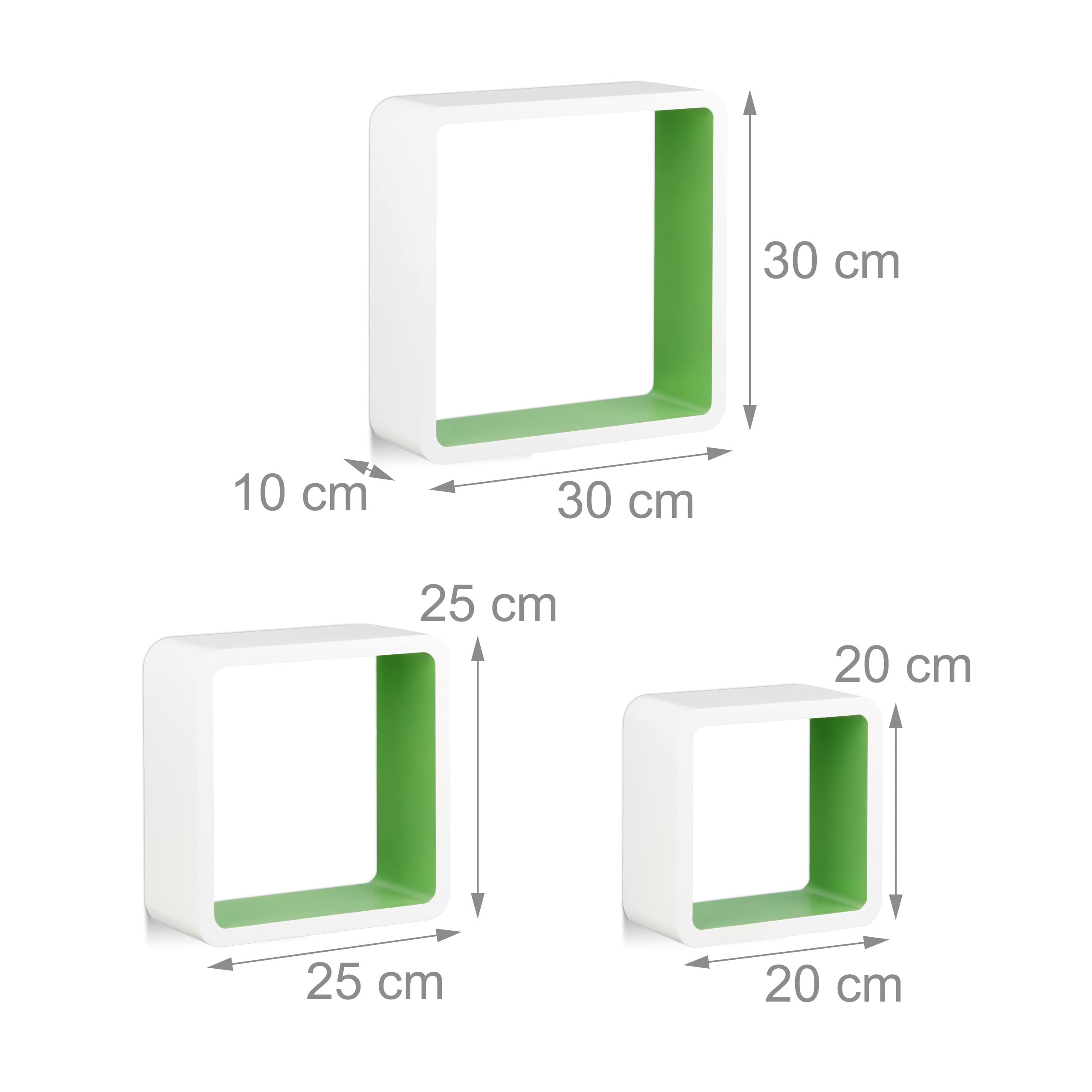 relaxdays-h-ngeregal-cube-3er-set-mdf-wei-gr-n-quadratisch image 3