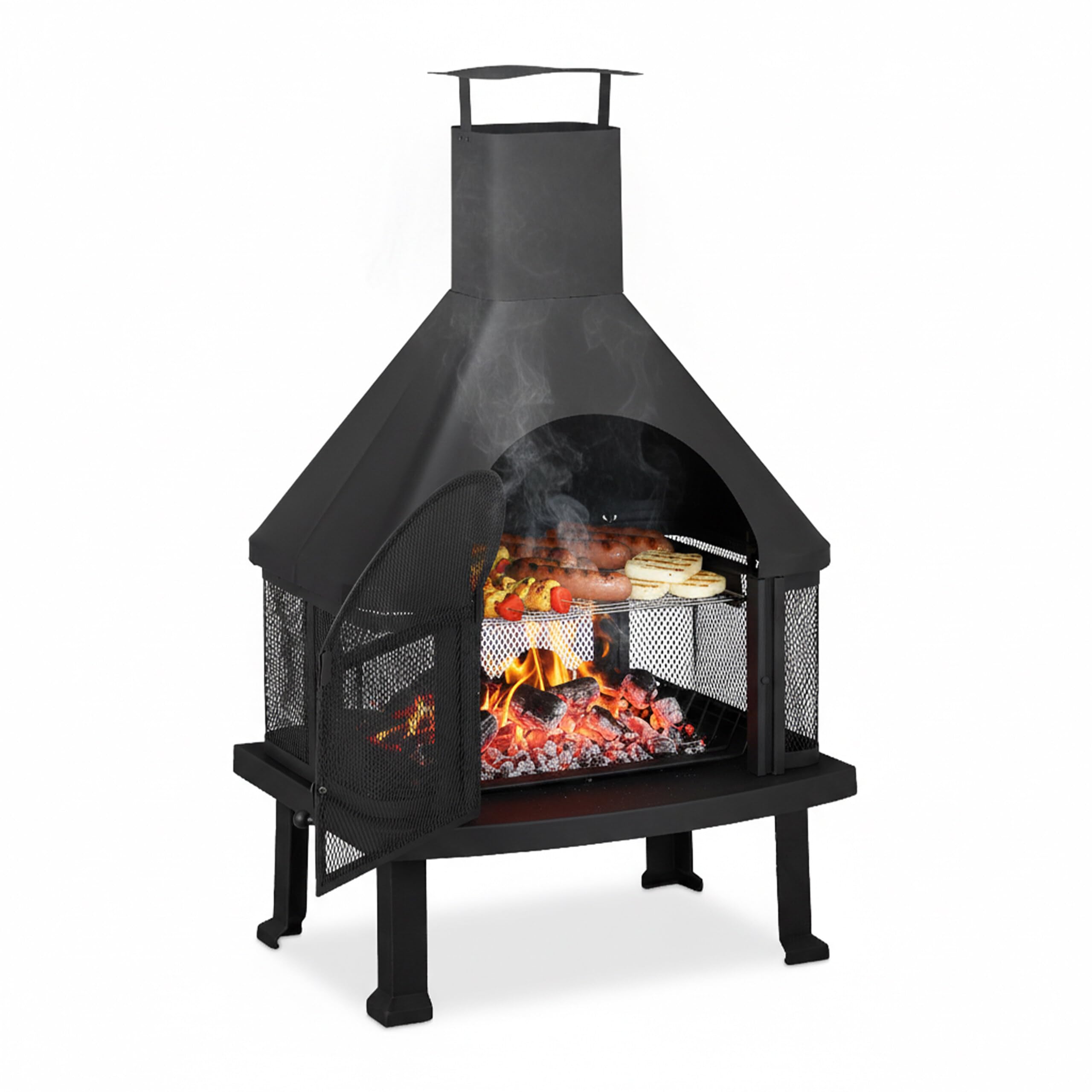 relaxdays-terrassenofen-mit-grill-feuerstelle-110-x-63-x-51-cm-schwarz image 1
