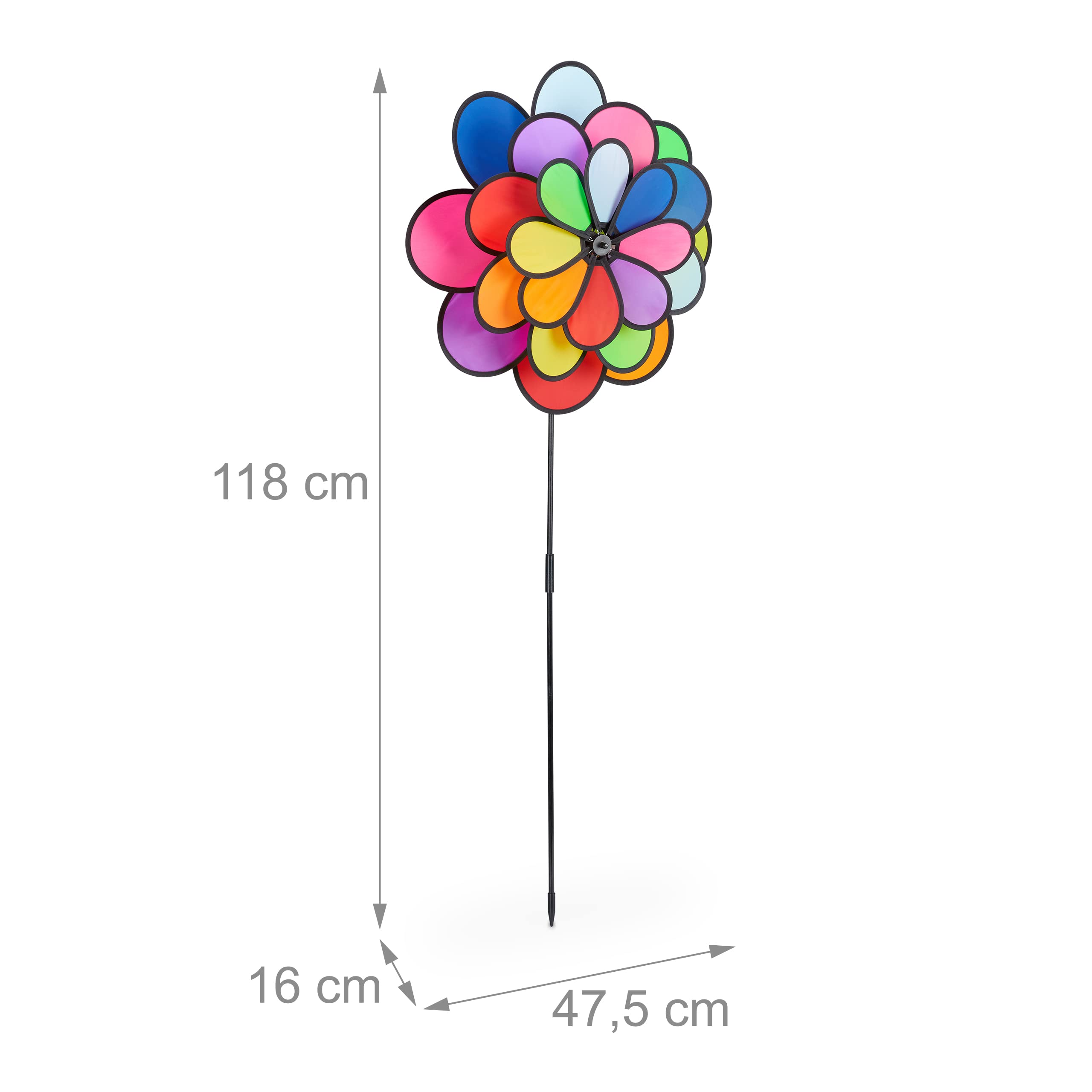relaxdays-windrad-blume-xxl-118-cm-bunt-regenbogen-blumenstecker image 5