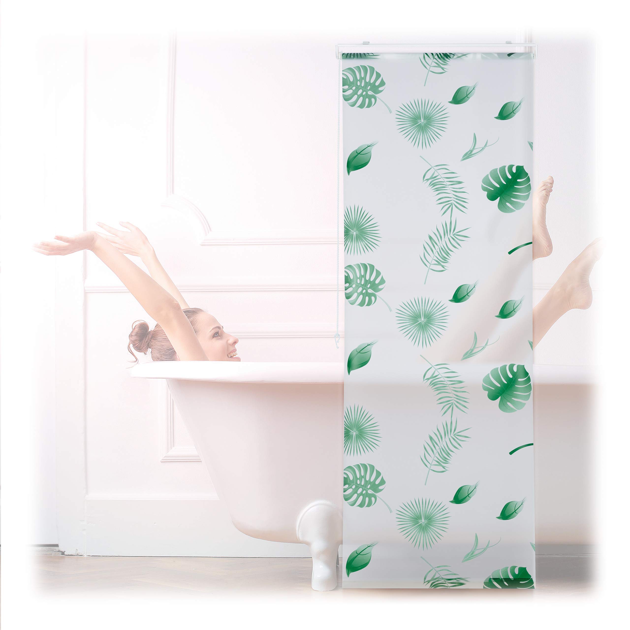 relaxdays-duschrollo-bl-tter-60x240-cm-wei-gr-n image 1