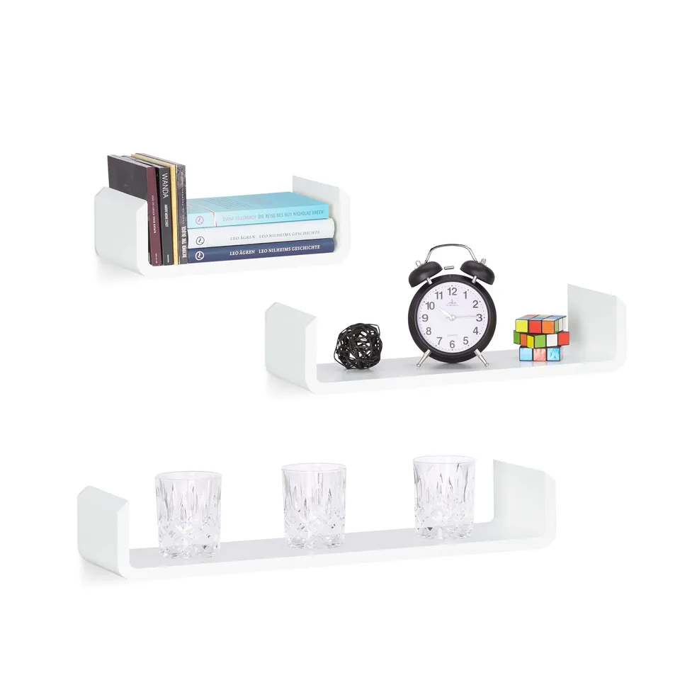relaxdays-regalbrett-3er-set-u-form-mdf-wei-30-45-60-cm image 1