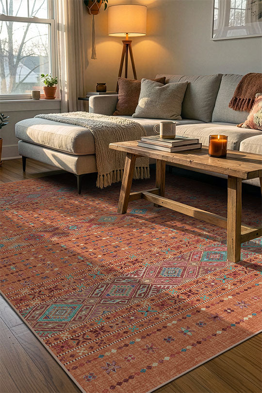 teppana-noura-zimt-teppich-waschbarer-boho-teppich-bunt image 4