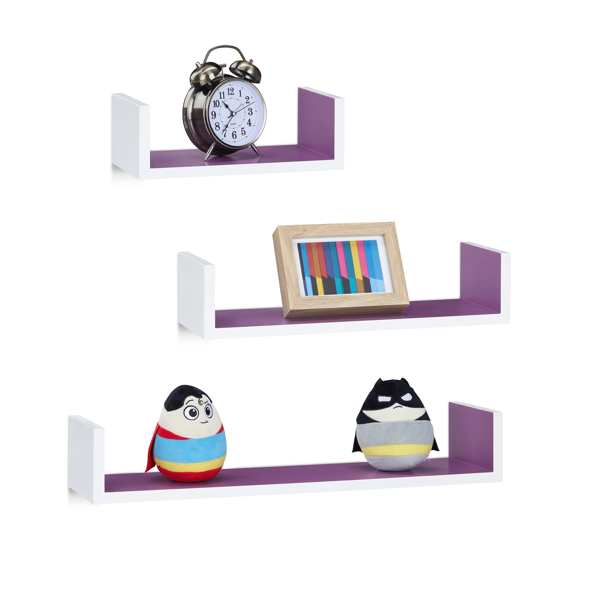 relaxdays-wandregal-3er-set-u-form-freischwebend-15-cm-tiefe-wei-violett image 1