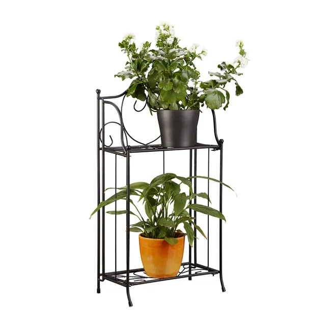 relaxdays-blumenregal-metall-2-st-ckig-schwarz-64-5-x-33-5-x-18-cm image 1