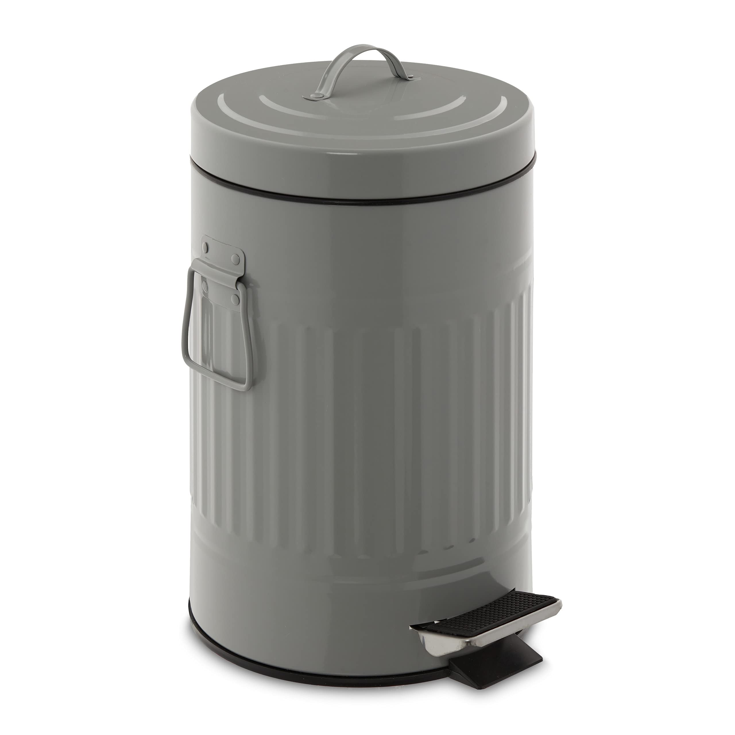 relaxdays-kosmetikeimer-7-liter-mit-absenkautomatik-treteimer-hellgrau image 1