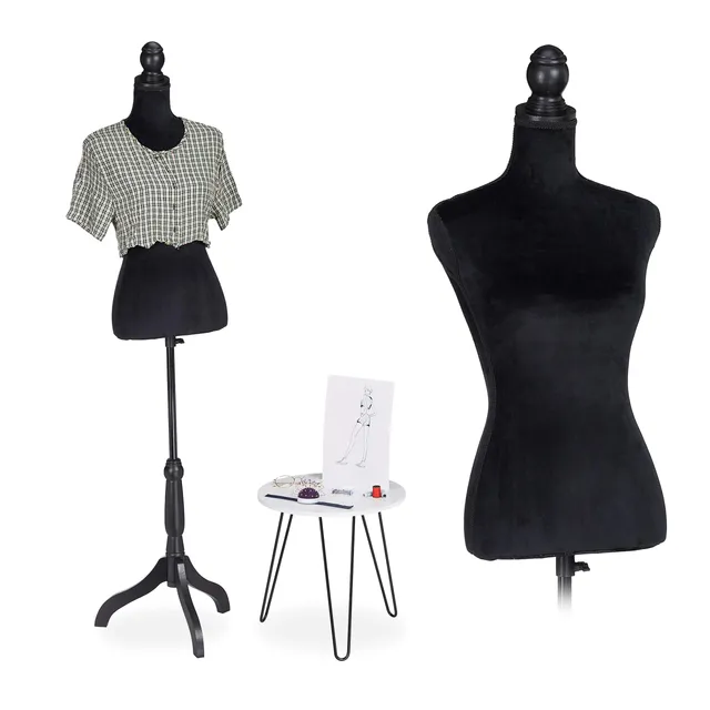 relaxdays-schneiderpuppe-weiblich-gr-36-38-schwarz-h-henverstellbar-bis-165-cm image 1