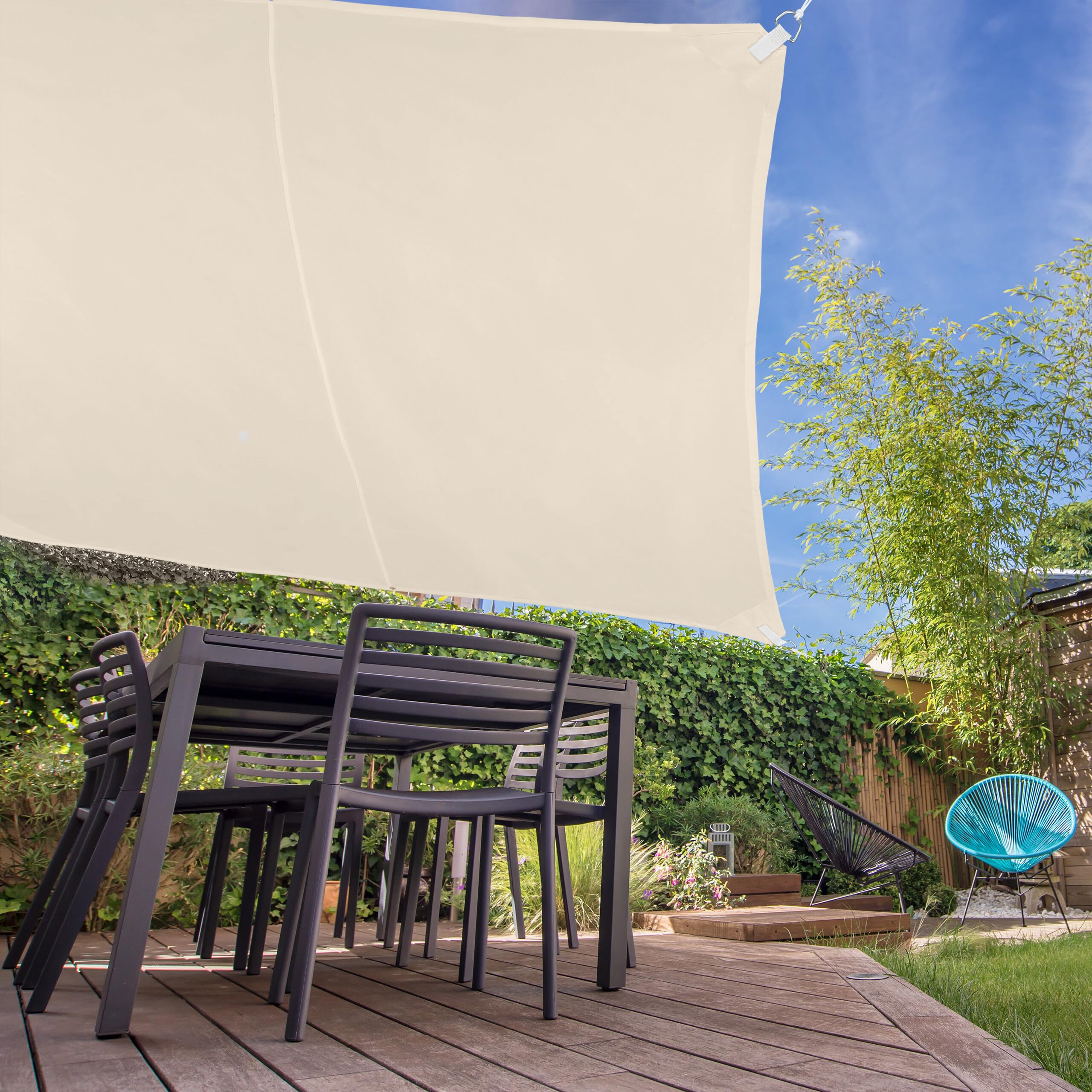 relaxdays-sonnensegel-quadratisch-3x3-m-beige-wasserabweisend image 3