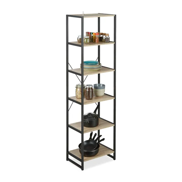 relaxdays-standregal-industrial-6-f-cher-180-x-50-x-35-cm-braun image 1