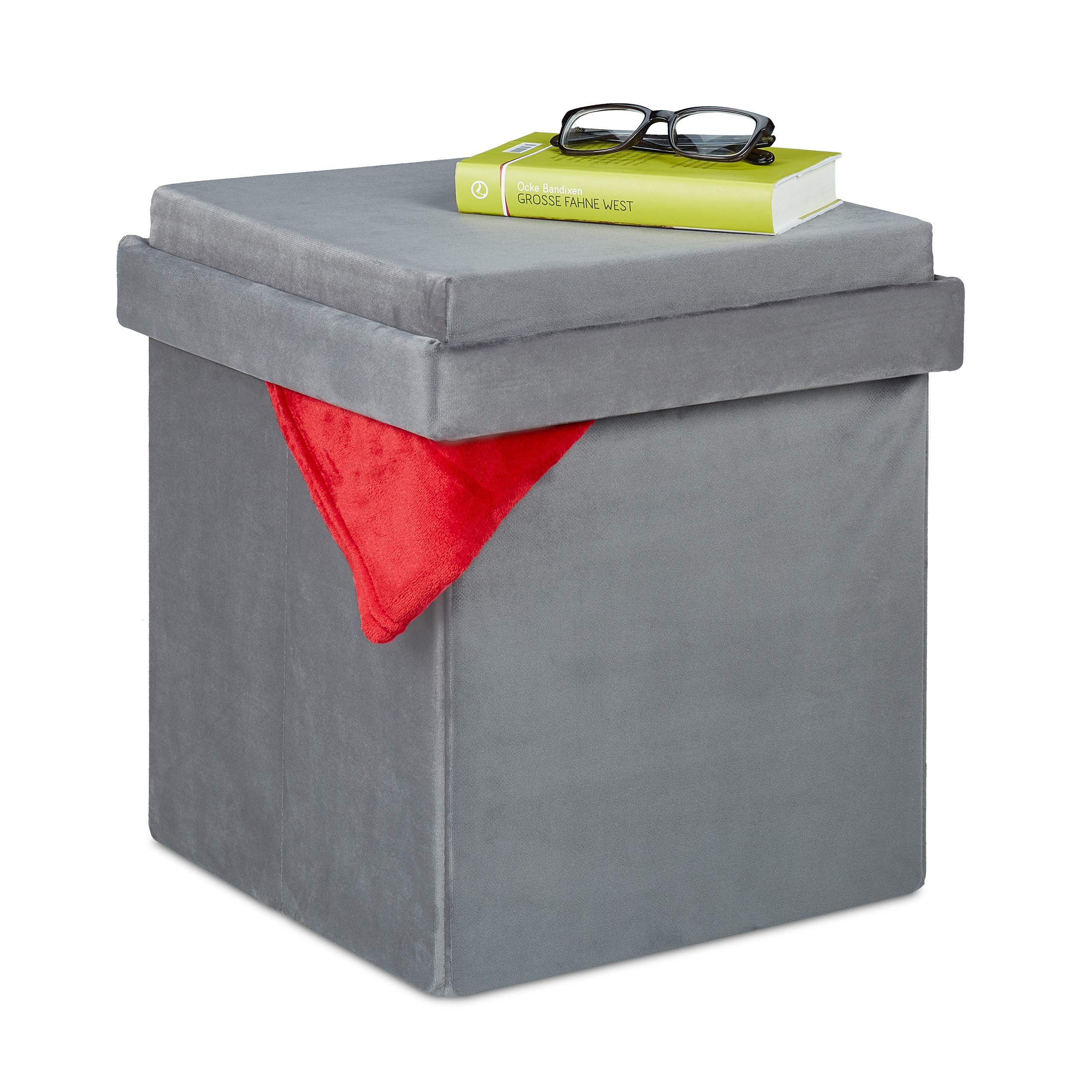 relaxdays-samthocker-mit-stauraum-und-tablett-42-x-38-x-38-cm-grau image 1