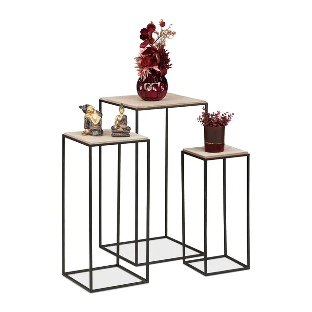 relaxdays-blumenhocker-3er-set-pflanzenst-nder-quadratisch-holzoptik-schwarz image 1