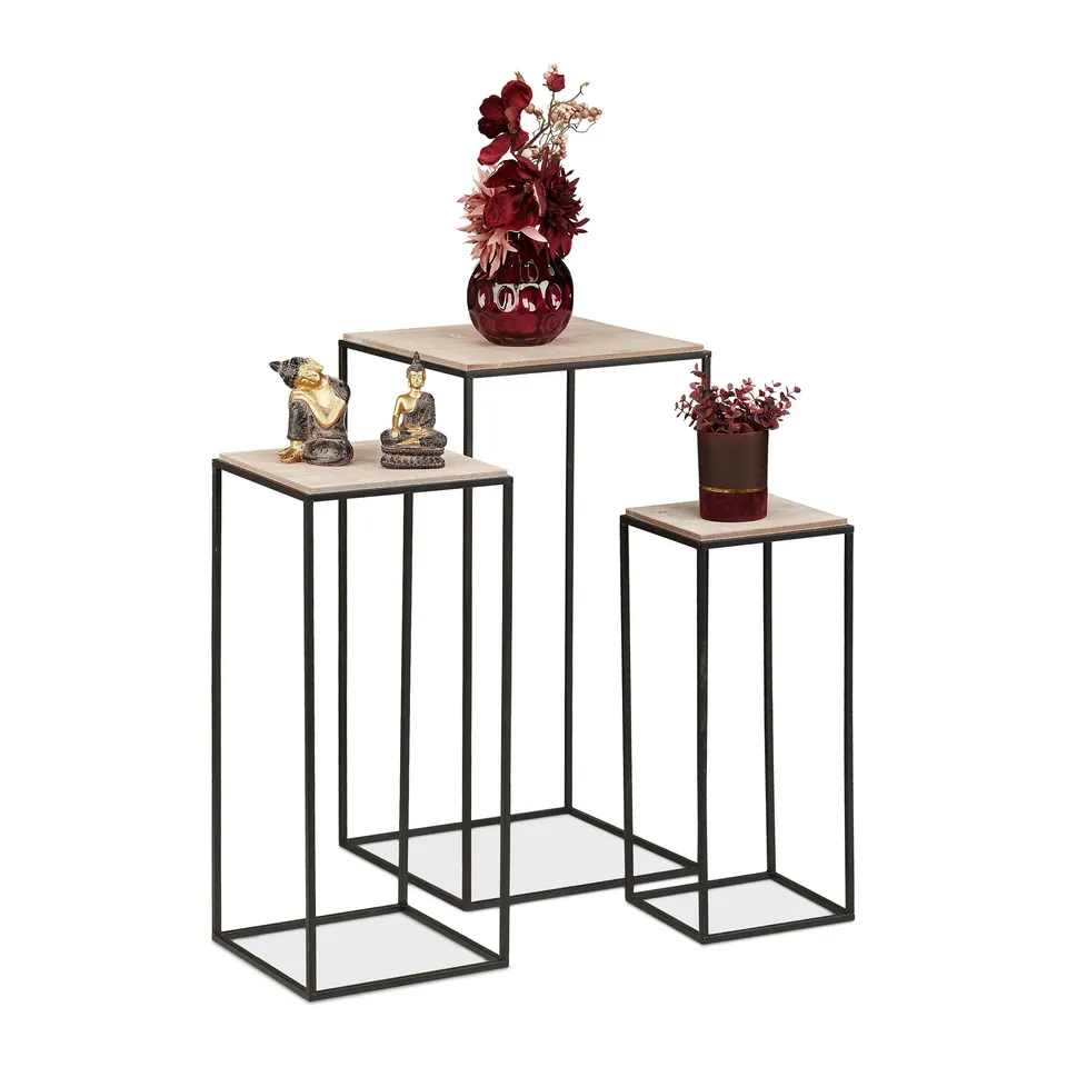 relaxdays-blumenhocker-3er-set-pflanzenst-nder-quadratisch-holzoptik-schwarz image 1