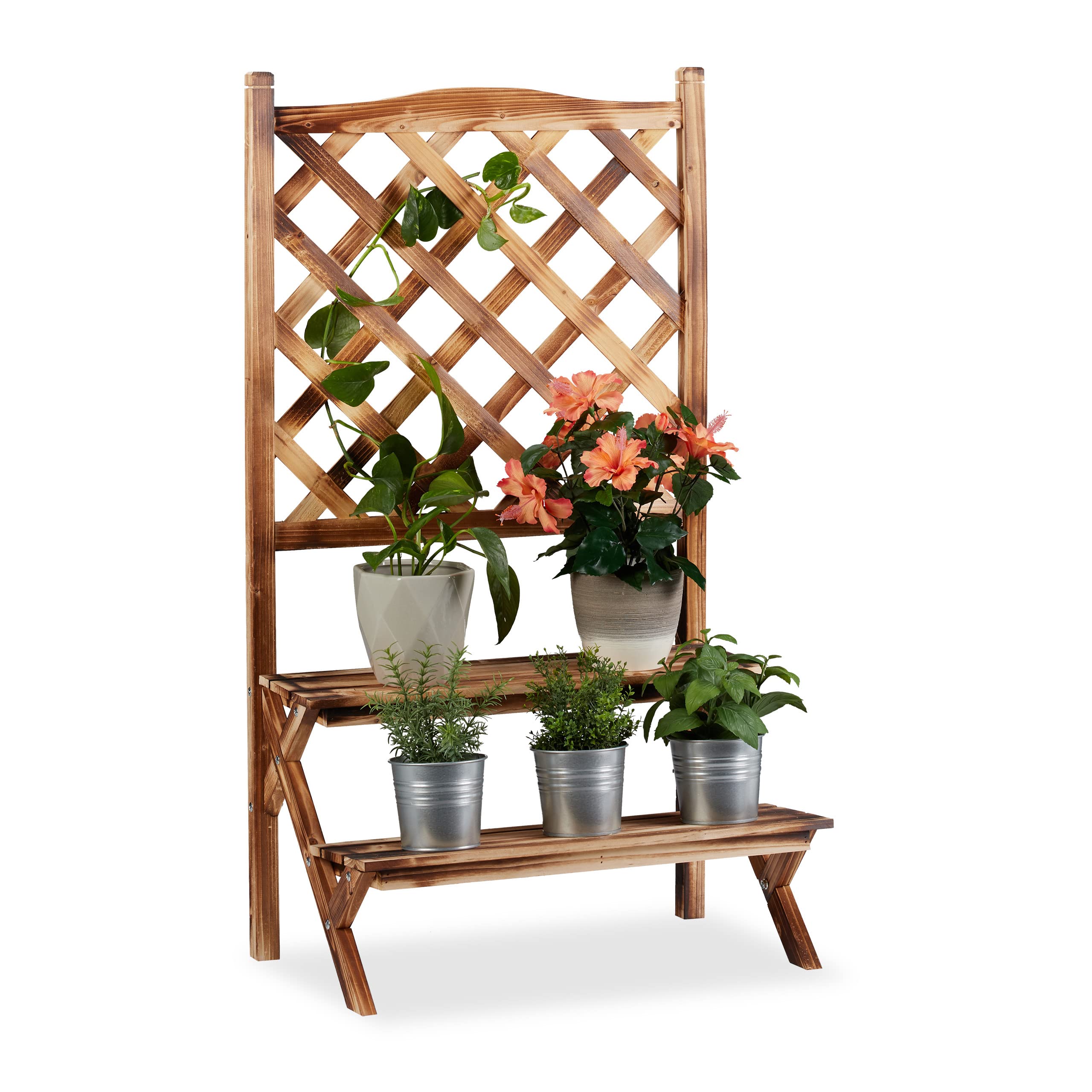 relaxdays-blumentreppe-mit-rankgitter-109x61x40-cm-gebrannt-2-ebenen image 1