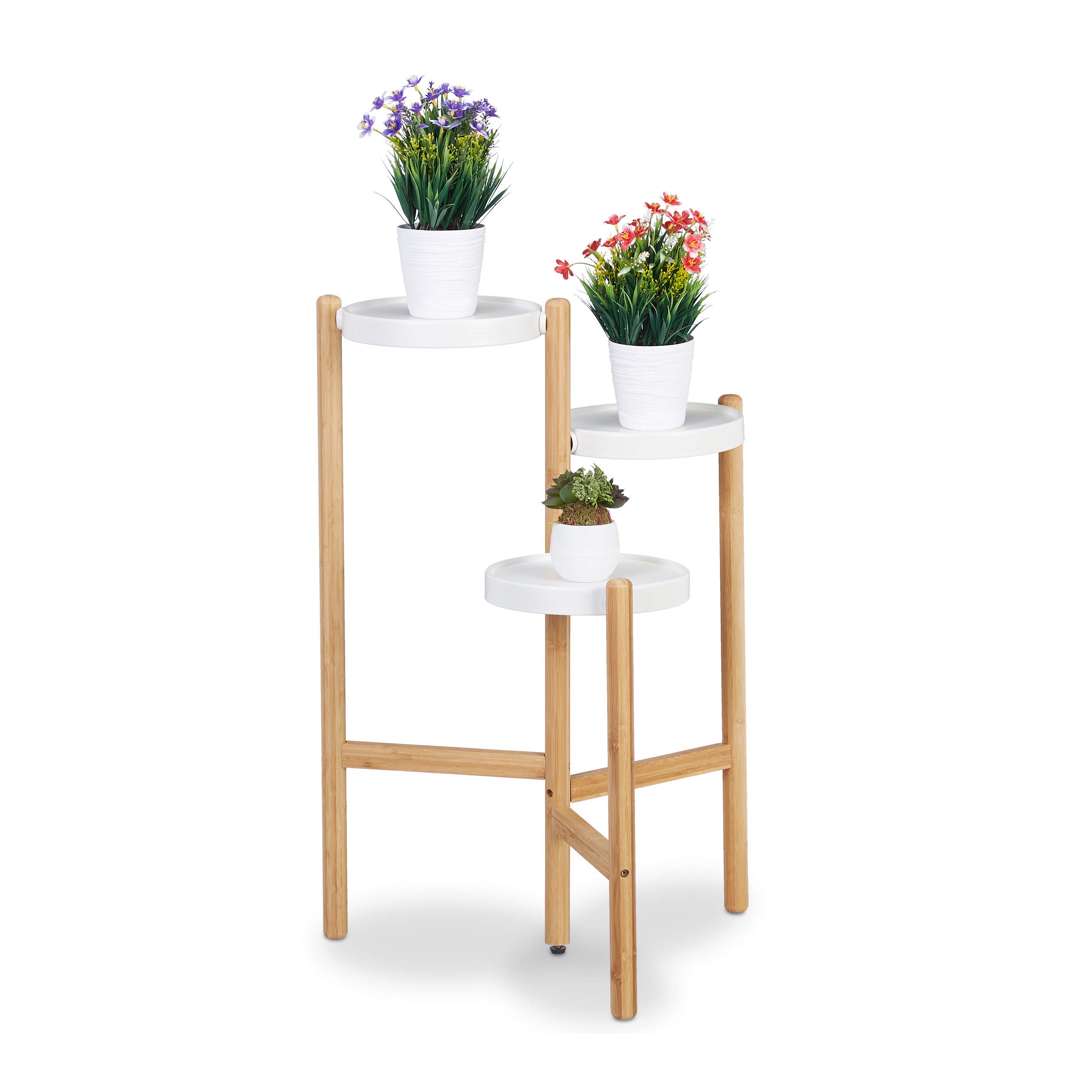 relaxdays-blumentreppe-3-stufig-metall-und-bambus-78-x-53-x-45-cm-natur-wei image 1