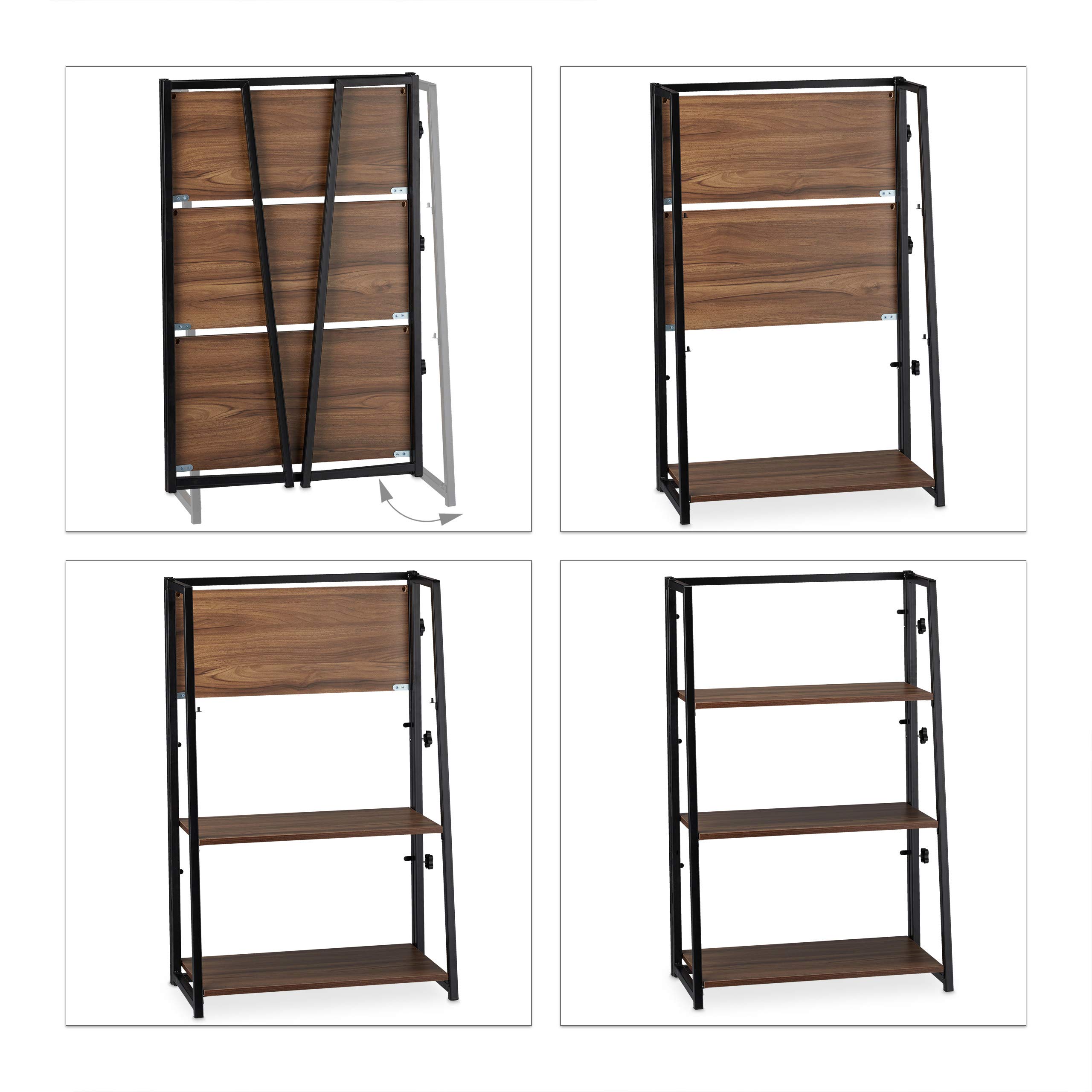 relaxdays-klappregal-standregal-3-ablagen-101x64x34-cm-eisen-holz-braun-schwarz image 6