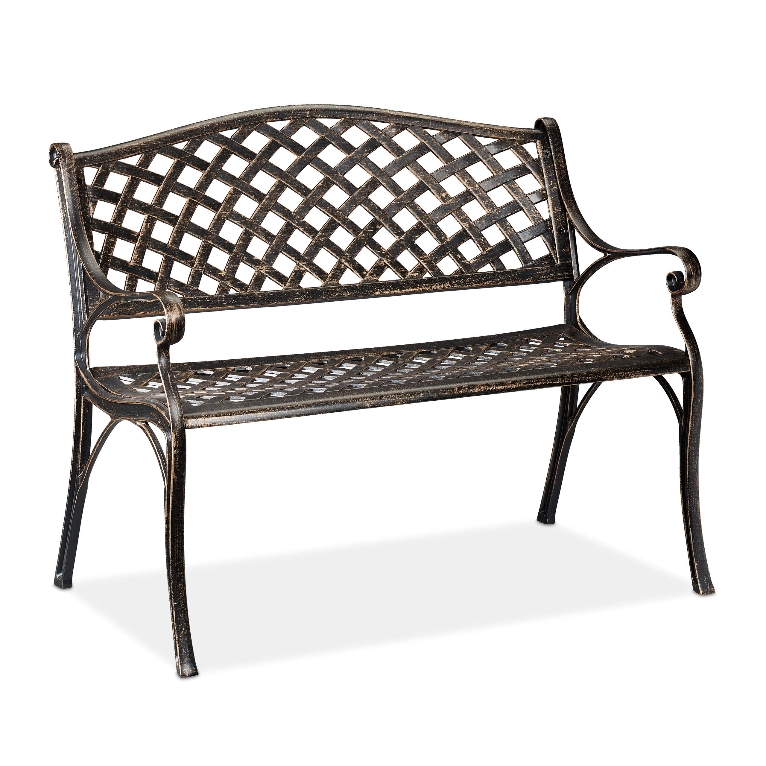 relaxdays-gartenbank-2-sitzer-aluminium-82x102x60-cm-schwarz-bronze-antik image 1
