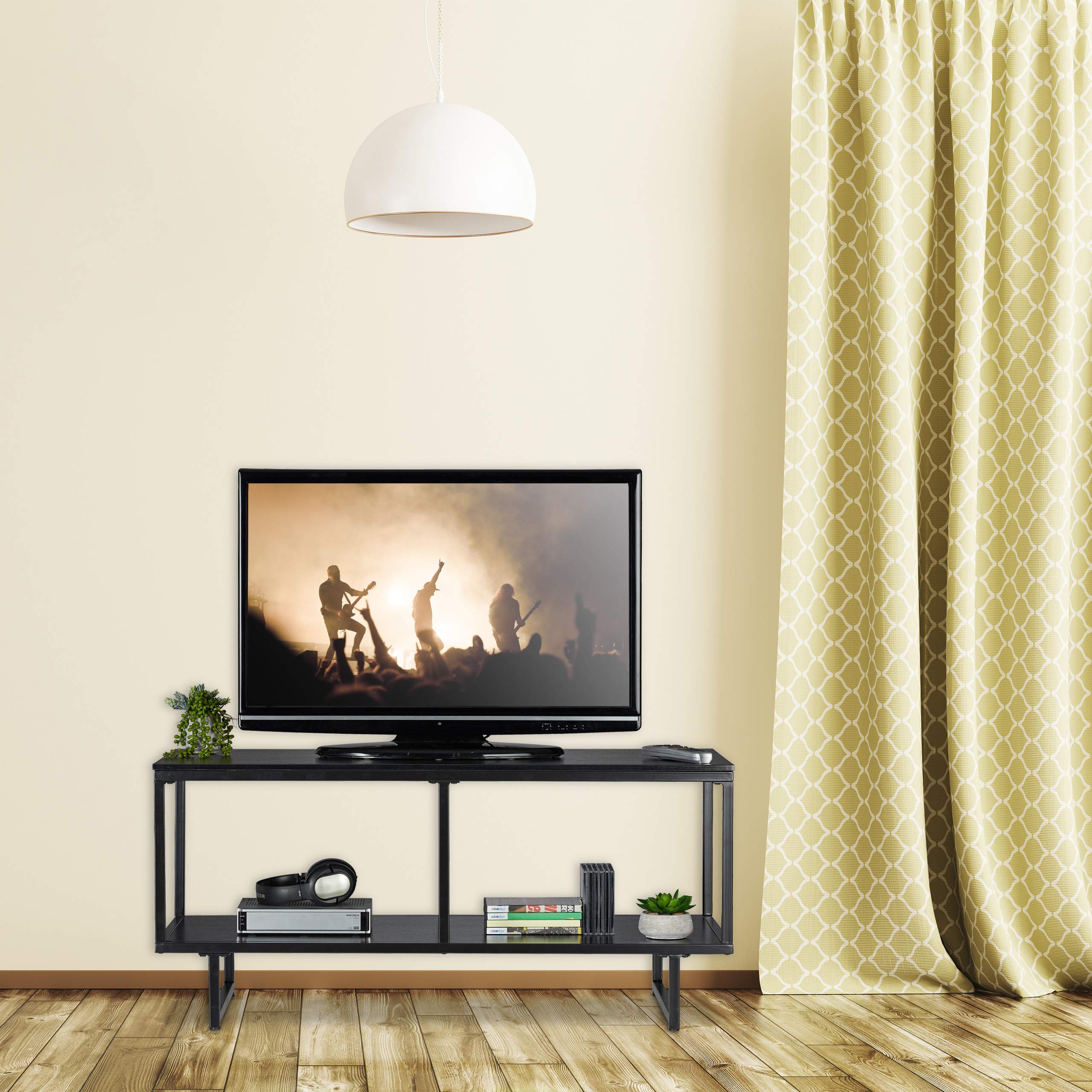 relaxdays-tv-lowboard-schwarz-mdf-fernsehtisch-2-ablagen-50-5-x-110-5-x-45-5-cm image 2