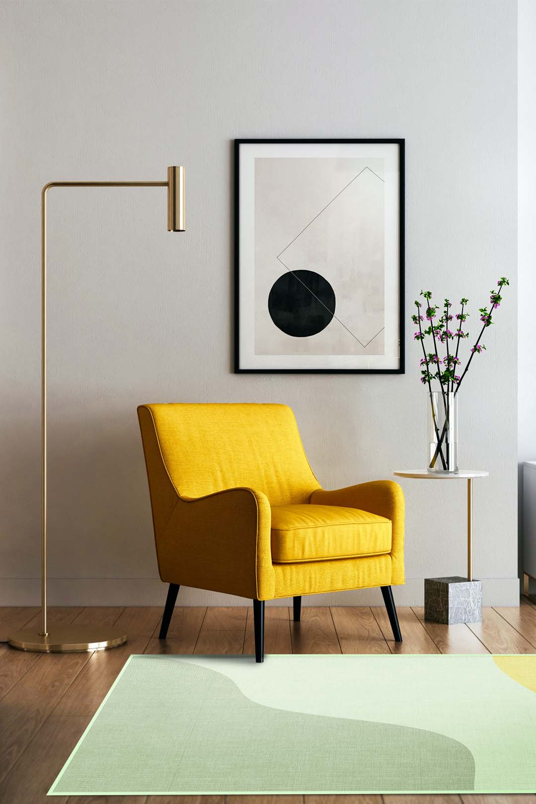 teppana-ban-zitrone-teppich-waschbarer-indoor-teppich-geometrisch image 4
