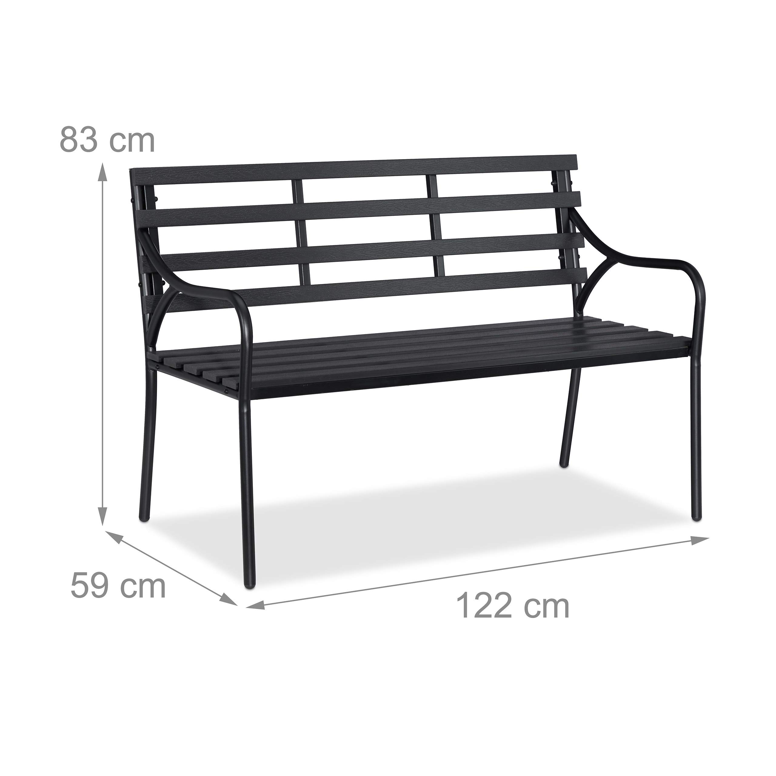 relaxdays-gartenbank-2-sitzer-wpc-stahl-schwarz-122-cm image 3