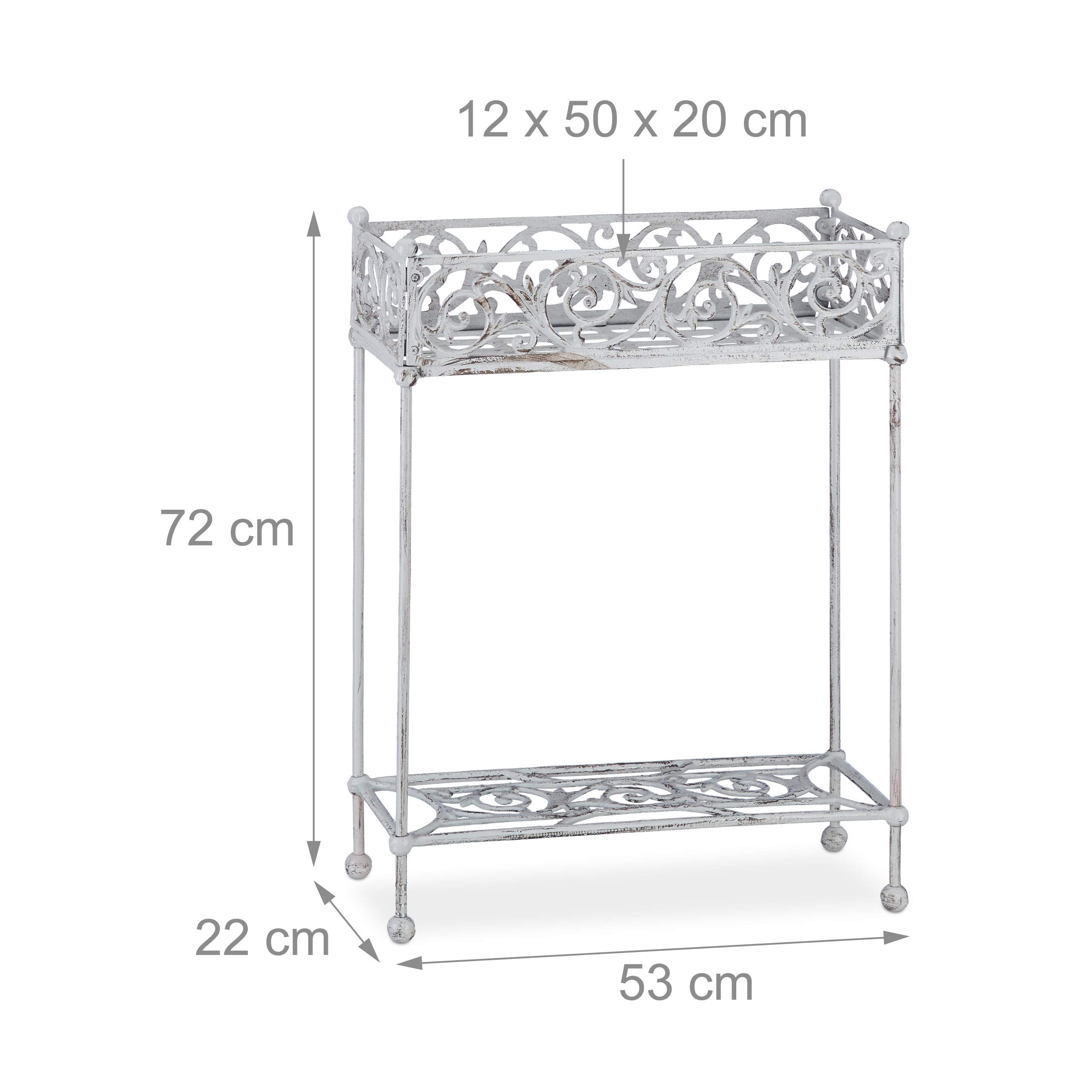 relaxdays-blumenregal-gusseisen-2-ablagen-shabby-72x53x22-cm-wei image 4