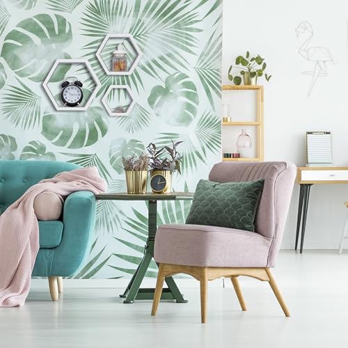 relaxdays-wandregale-sechseckig-3er-set-mdf-wei-freischwebend image 8