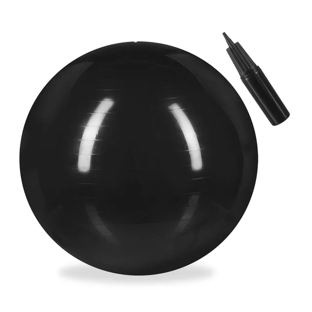relaxdays-gymnastikball-65-cm-sitzball-schwarz-mit-luftpumpe image 1