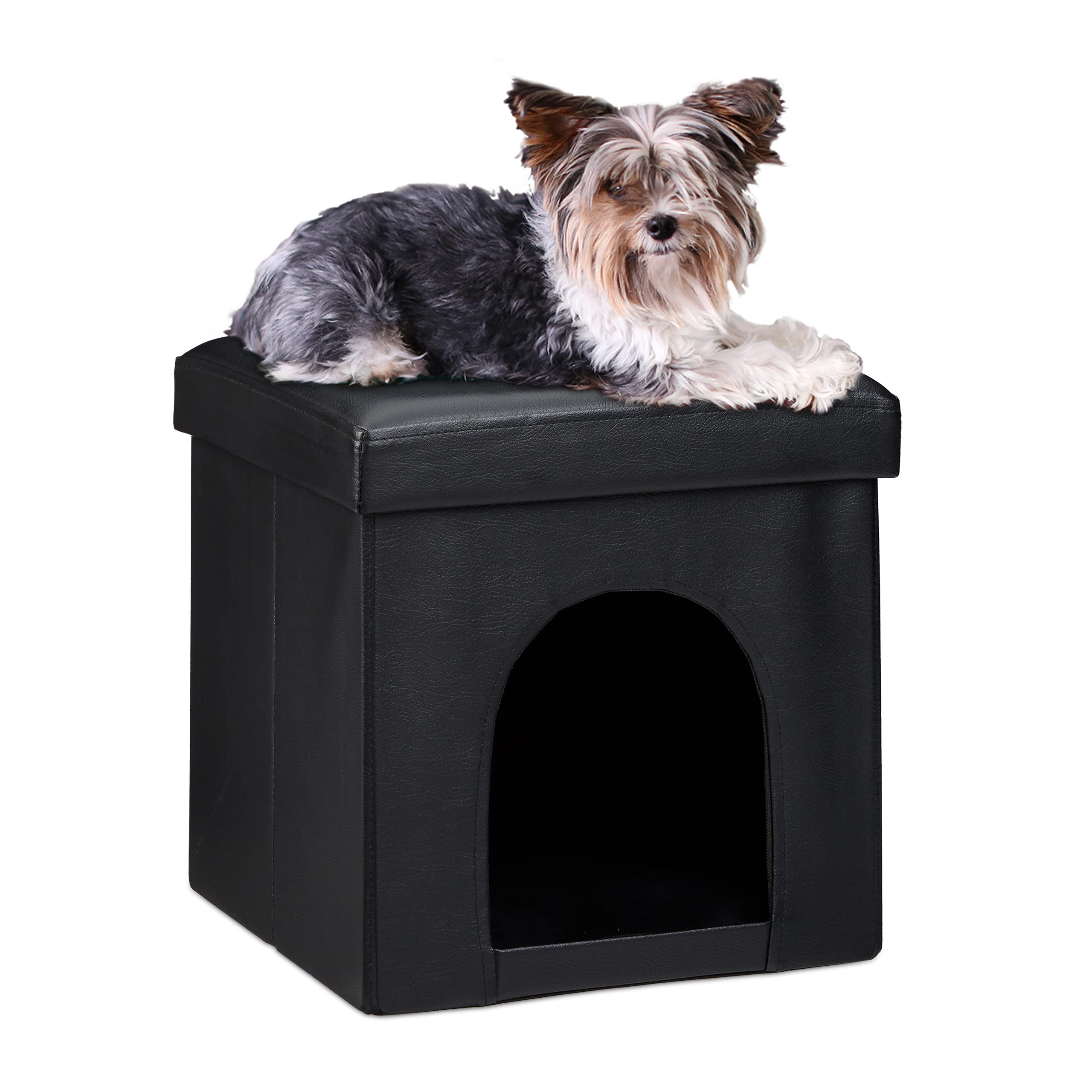 relaxdays-hundebox-sitzhocker-38-x-38-x-38-cm-schwarz-kunstleder image 3
