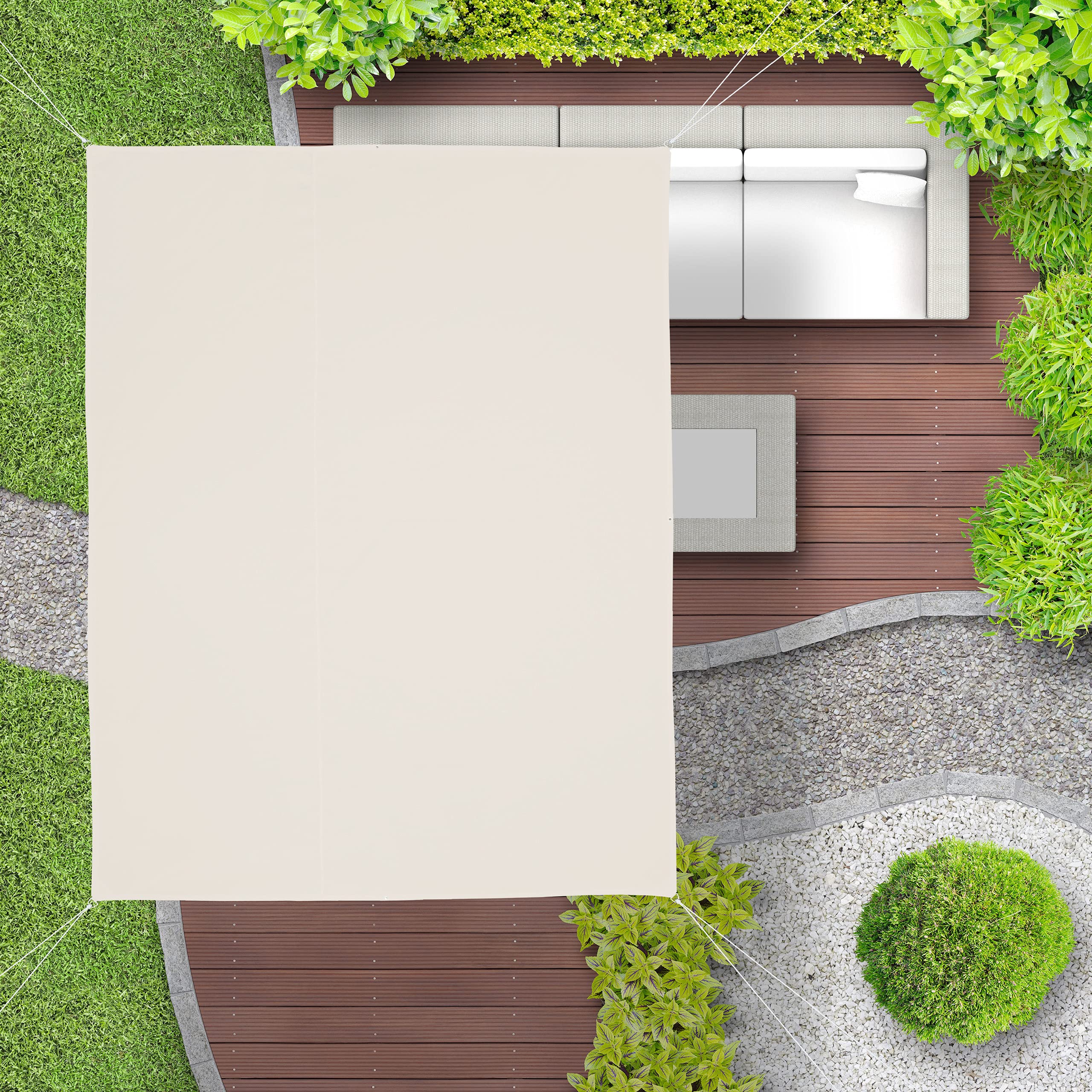 relaxdays-sonnensegel-rechteckig-3x4-m-mit-stangen-beige-wasserfest image 5