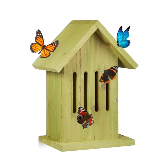 relaxdays-schmetterlingshaus-h-ngend-gr-n-insektenhotel-25-5x18-5x12-cm image 1