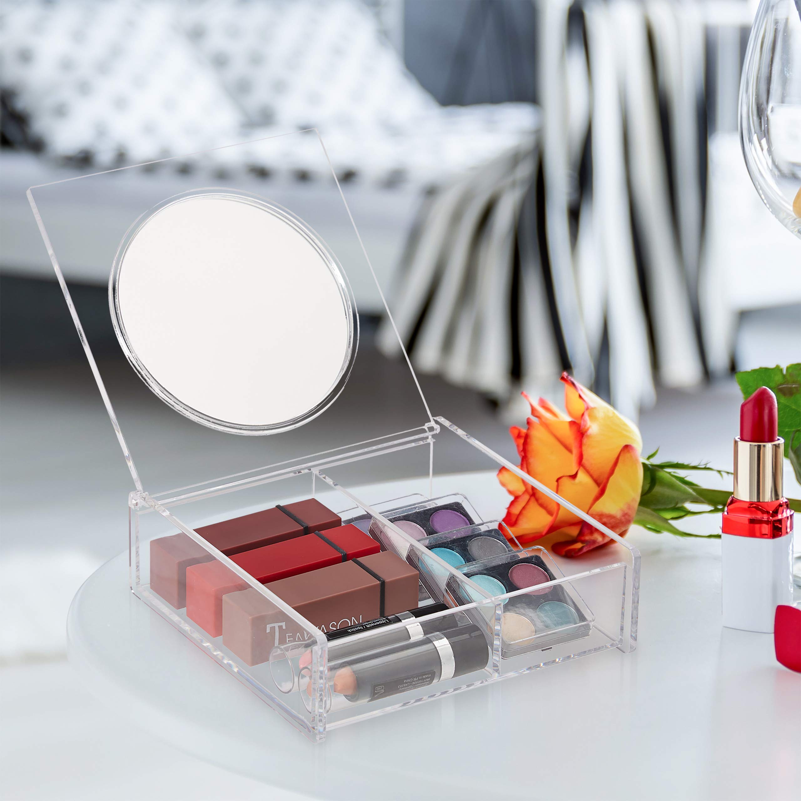 relaxdays-make-up-organizer-acryl-mit-spiegel-transparent image 2
