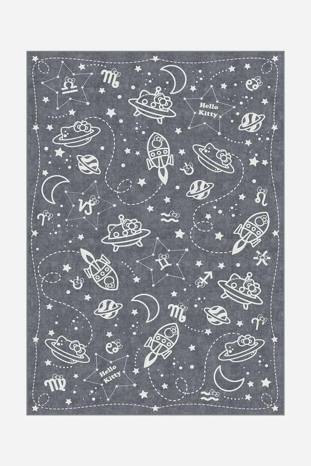 teppana-hello-kitty-sternbild-asche-kinderteppich-grau-waschbar image 1