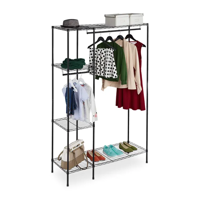 relaxdays-offener-kleiderschrank-metall-schwarz-180x120x45-cm image 1