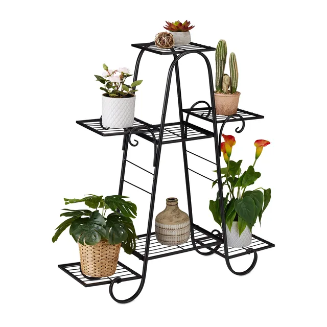 relaxdays-blumentreppe-metall-vintage-pflanzenregal-7-ablagen-83-x-75-x-24-cm-sc image 1