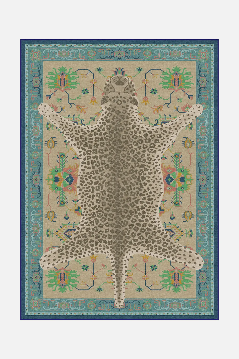 teppana-leopard-bunt-teppich-waschbarer-indoor-teppich-flora-fauna-kollektion image 1
