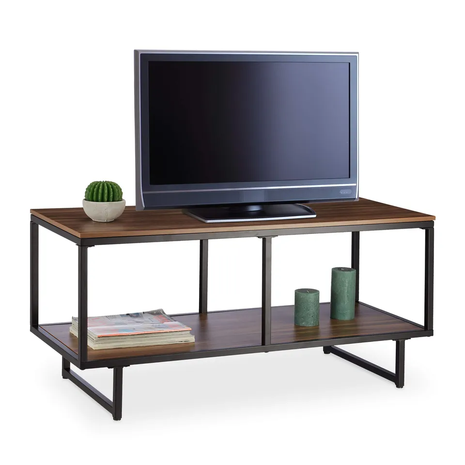 relaxdays-tv-lowboard-melamin-110x45x50-cm-hifi-rack-braun image 1