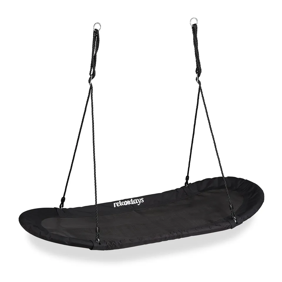relaxdays-nestschaukel-xxl-oval-141-5-x-43-5-cm-schwarz-bis-100-kg image 1