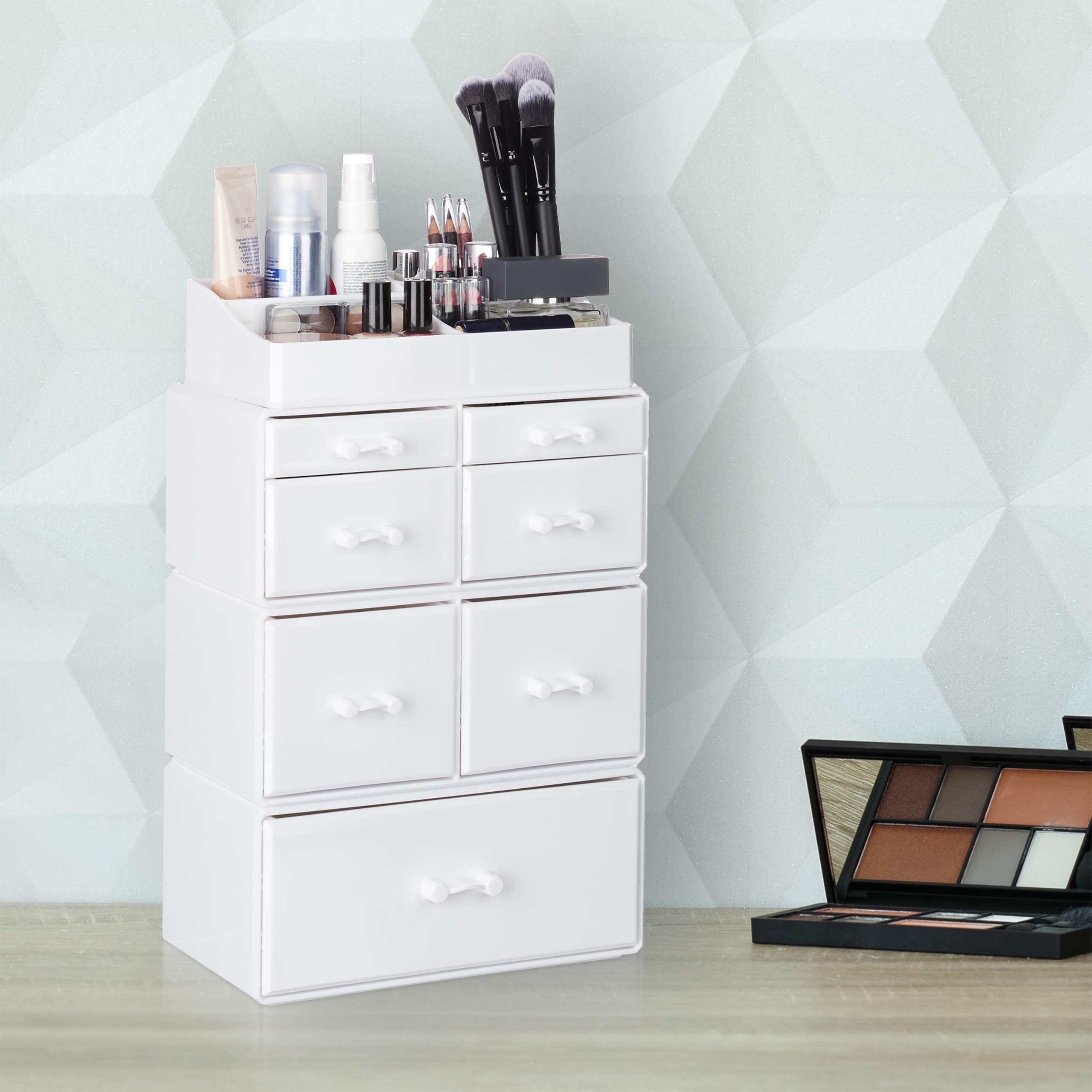 relaxdays-make-up-organizer-acryl-wei-xxl-tower-mit-7-schubladen image 3