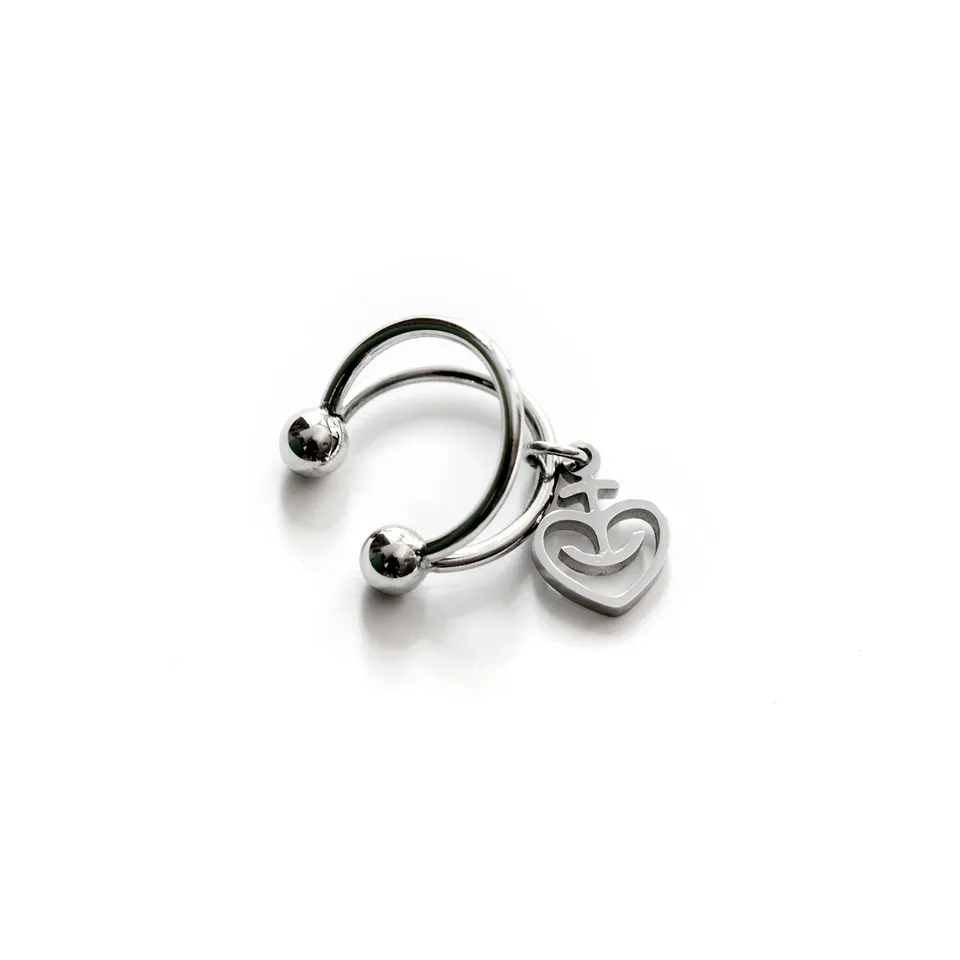 astra-two-rings-ear-cuff-ohrklemme-herzanker-edelstahl-poliert-1-st-ck image 1