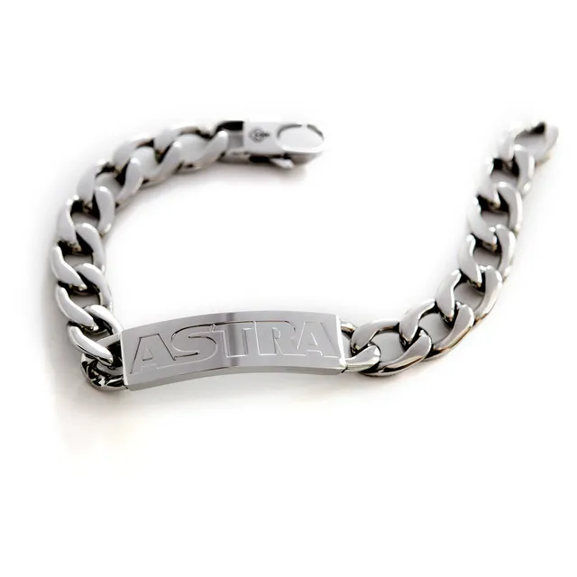 astra-armband-silber-aus-edelstahl-21-cm-gliederkette-12-mm-mit-plakette image 1